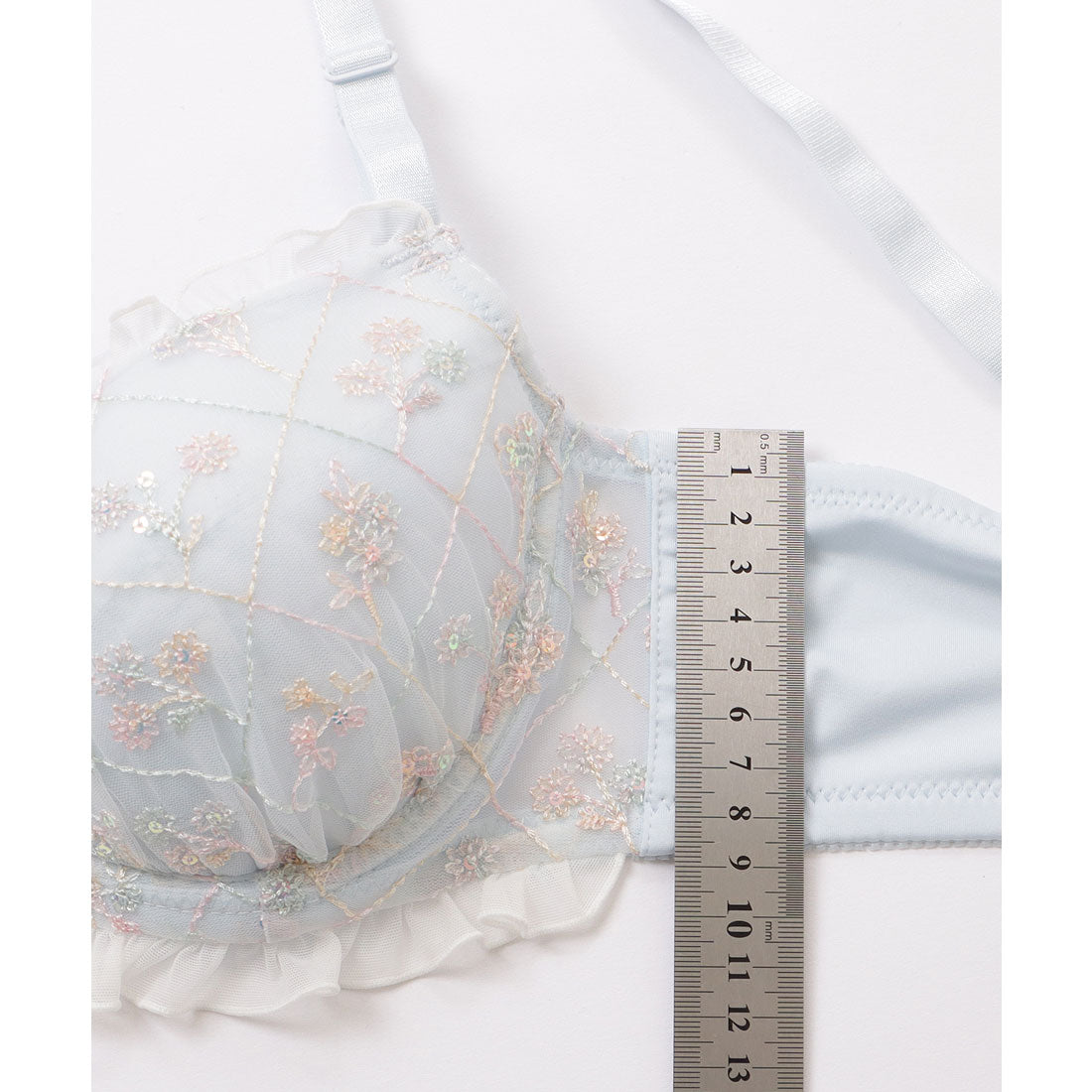 レースレディース Lace Ladies シフォンフリルブーケ刺繍ブラ&ショーツセット【返品不可商品】 （ピンク） ピンク