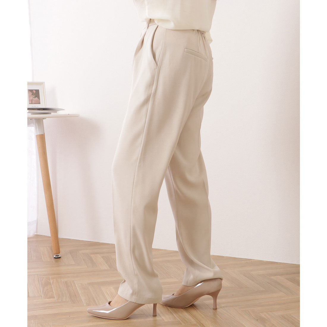 レースレディース Lace Ladies ワンタックカラーテーパードベーシックパンツ （ベージュ） ベージュ