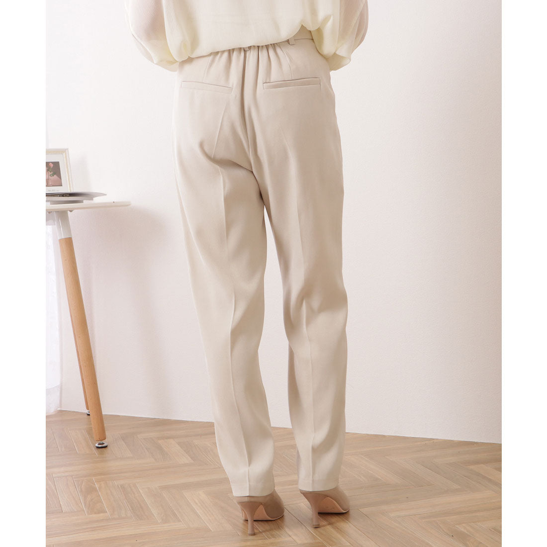 レースレディース Lace Ladies ワンタックカラーテーパードベーシックパンツ （ベージュ） ベージュ