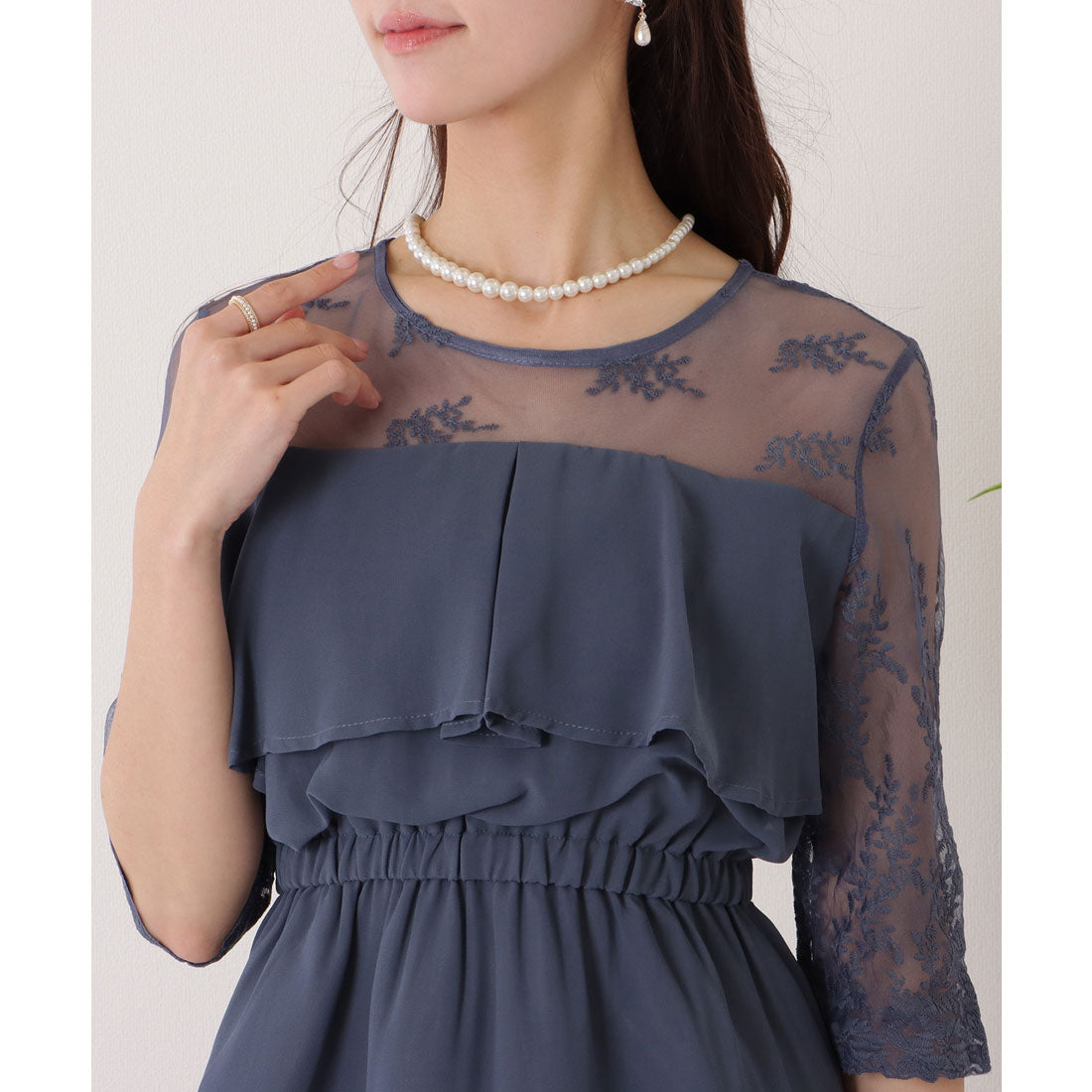 レースレディース Lace Ladies レース ドッキング フリル レイヤード ワンピース （ピンク） ピンク