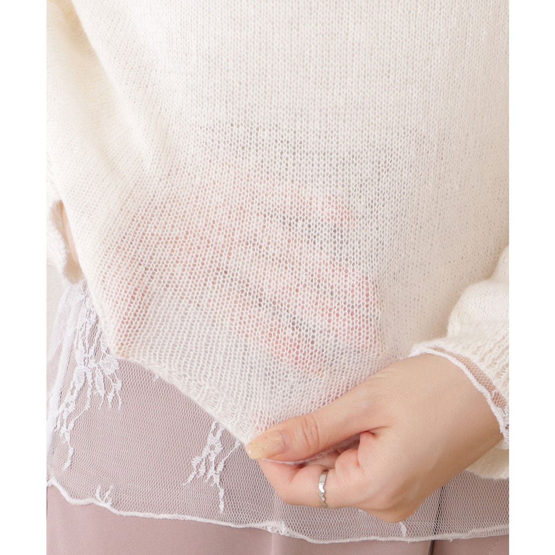 レースレディース Lace Ladies ドロップショルダーゆるシルエットクロップドニットトップス （ブラック） ブラック