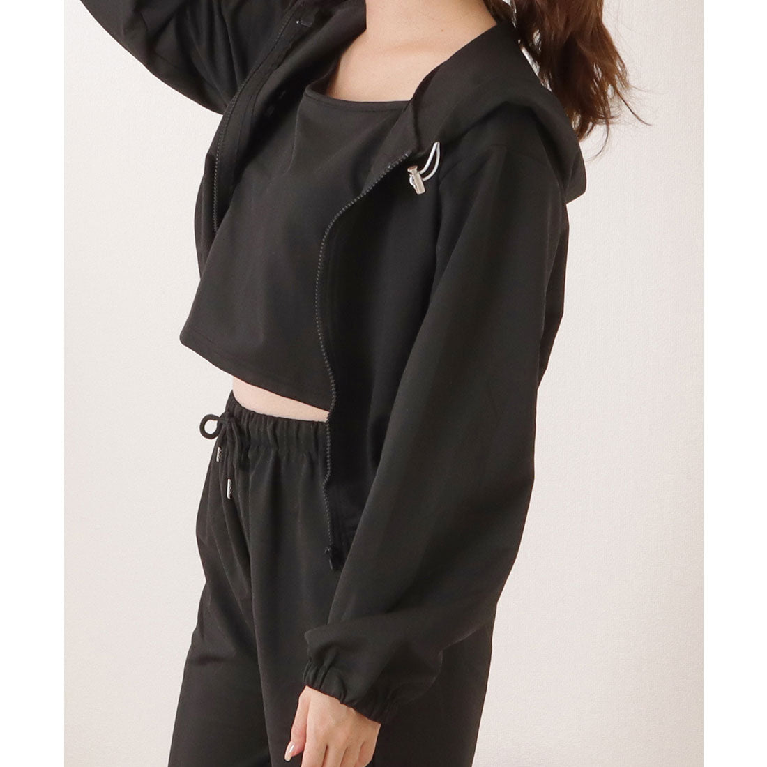 レースレディース Lace Ladies 【3点セット】キャミソール×イージーボトム×パーカーリラクシーセット （ブラック） ブラック