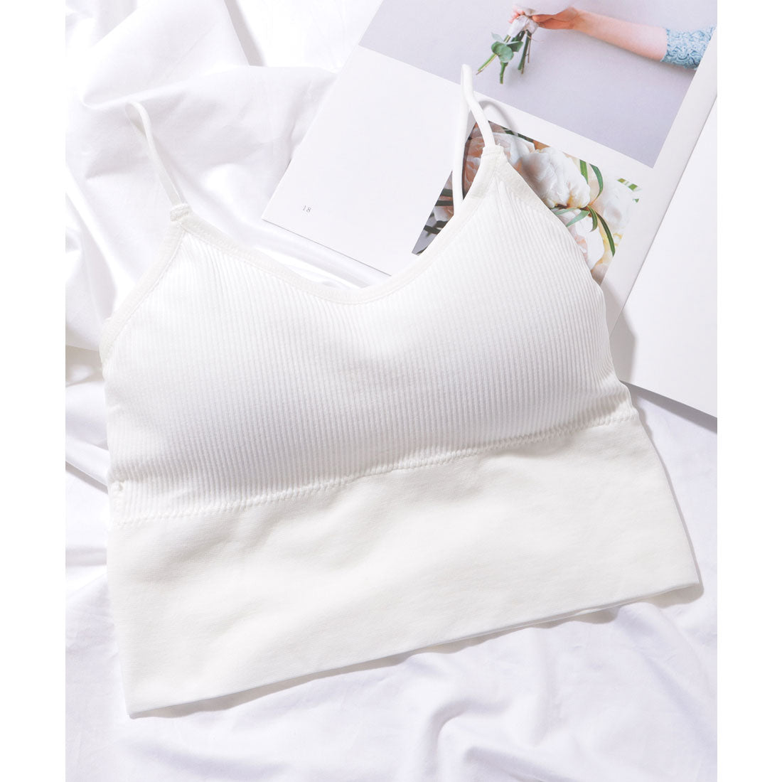 レースレディース Lace Ladies コンパクト フィット カップ付き リブ キャミソール （ブラック） ブラック
