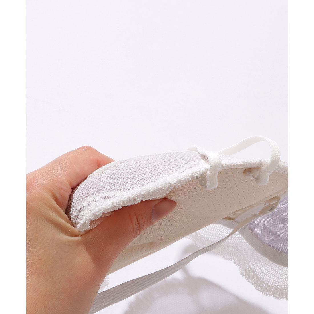 レースレディース Lace Ladies 2WAY ストラップ フラワー レース スカラップ 1/2 ブラジャー【返品不可商品】 （ブルー） ブルー