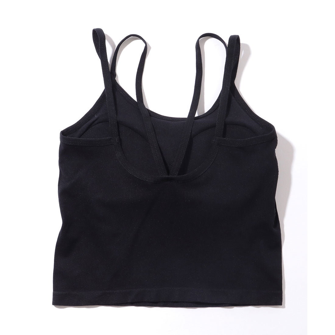 レースレディース Lace Ladies ソリッドカラー ダブル ストラップ カップ付き コンパクト キャミソール （ブラック） ブラック