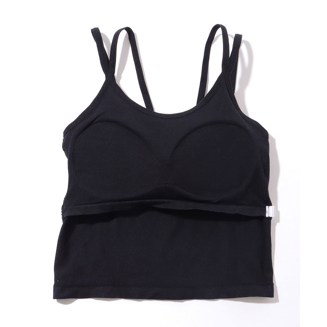 レースレディース Lace Ladies ソリッドカラー ダブル ストラップ カップ付き コンパクト キャミソール （ブラック） ブラック