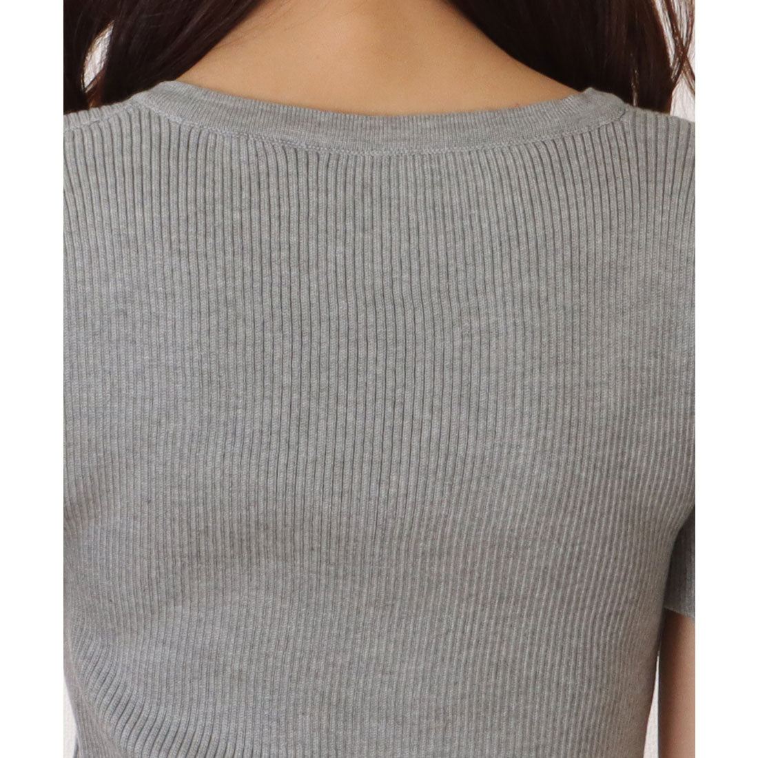 レースレディース Lace Ladies フロント レースアップ コンパクト 半袖 トップス （グレー） グレー