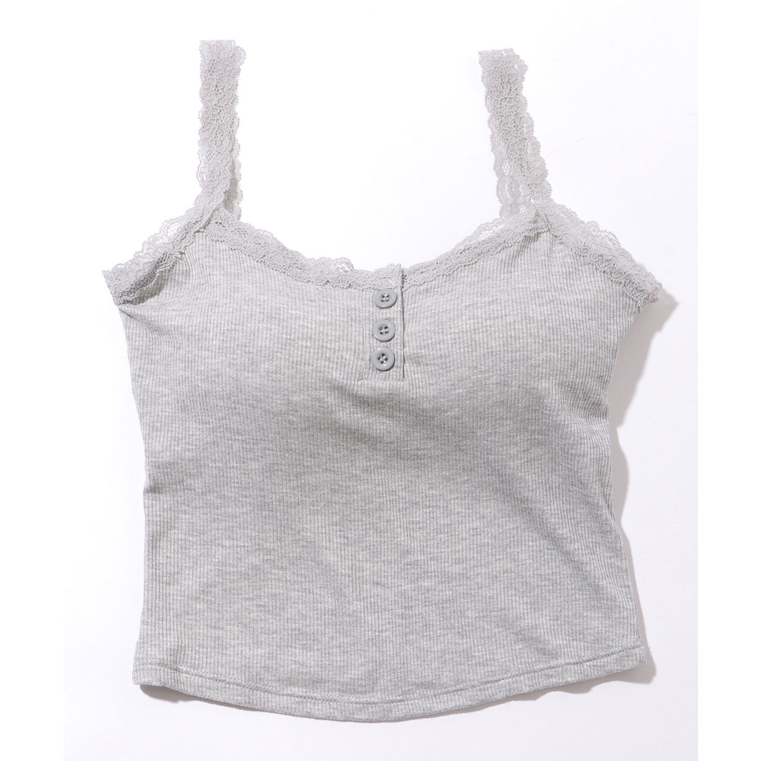 レースレディース Lace Ladies ヘンリーネック レーシィ クロップド カップ付き タンクトップ （ブラック） ブラック