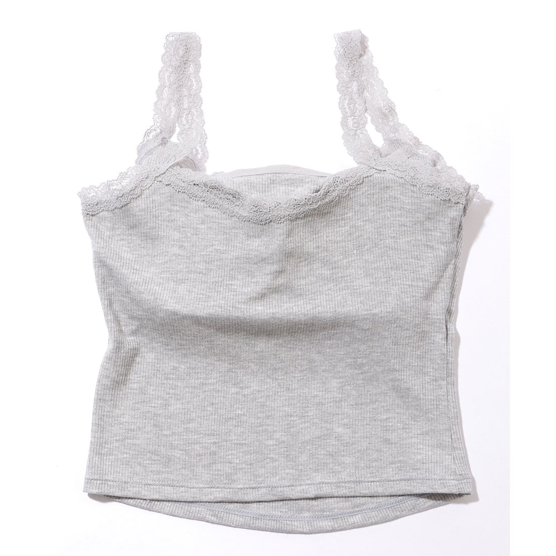 レースレディース Lace Ladies ヘンリーネック レーシィ クロップド カップ付き タンクトップ （ブラック） ブラック