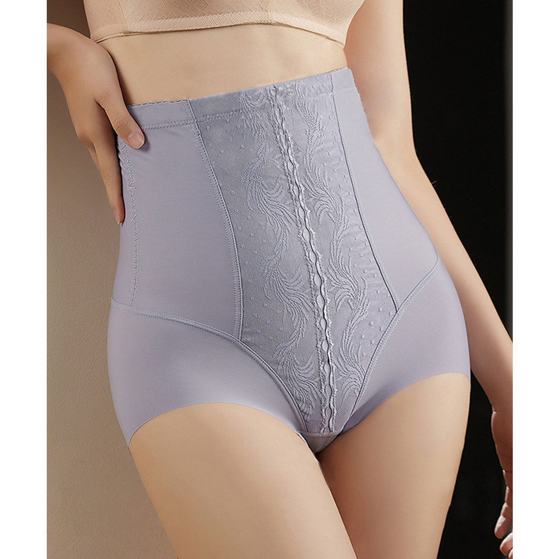 レースレディース Lace Ladies フロント レース ハイウエスト ガードル ショーツ【返品不可商品】 （ラベンダー） ラベンダー