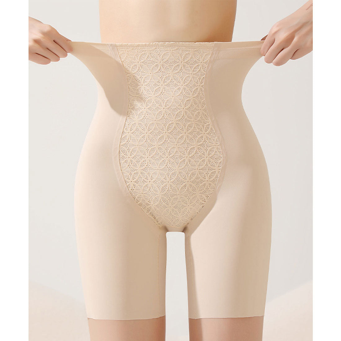 レースレディース Lace Ladies ハイウエスト シームレス 3分丈 シンプル ボディシェイパー【返品不可商品】 （ベージュ） ベージュ
