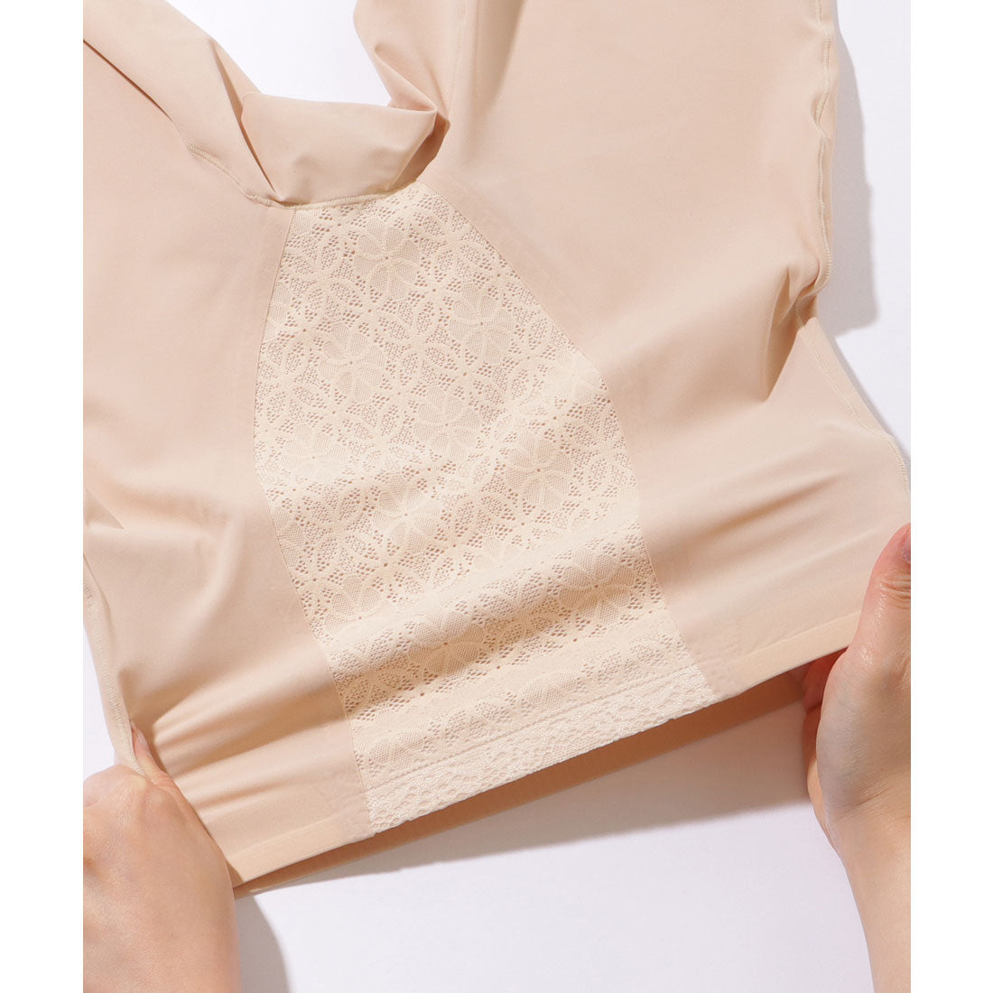 レースレディース Lace Ladies ハイウエスト シームレス 3分丈 シンプル ボディシェイパー【返品不可商品】 （ベージュ） ベージュ