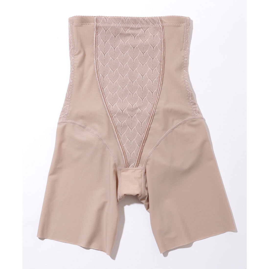 レースレディース Lace Ladies リーフ柄 ジャガード ハイウエスト 3分丈 シェイプアップ パンツ【返品不可商品】 （ブラック） ブラック