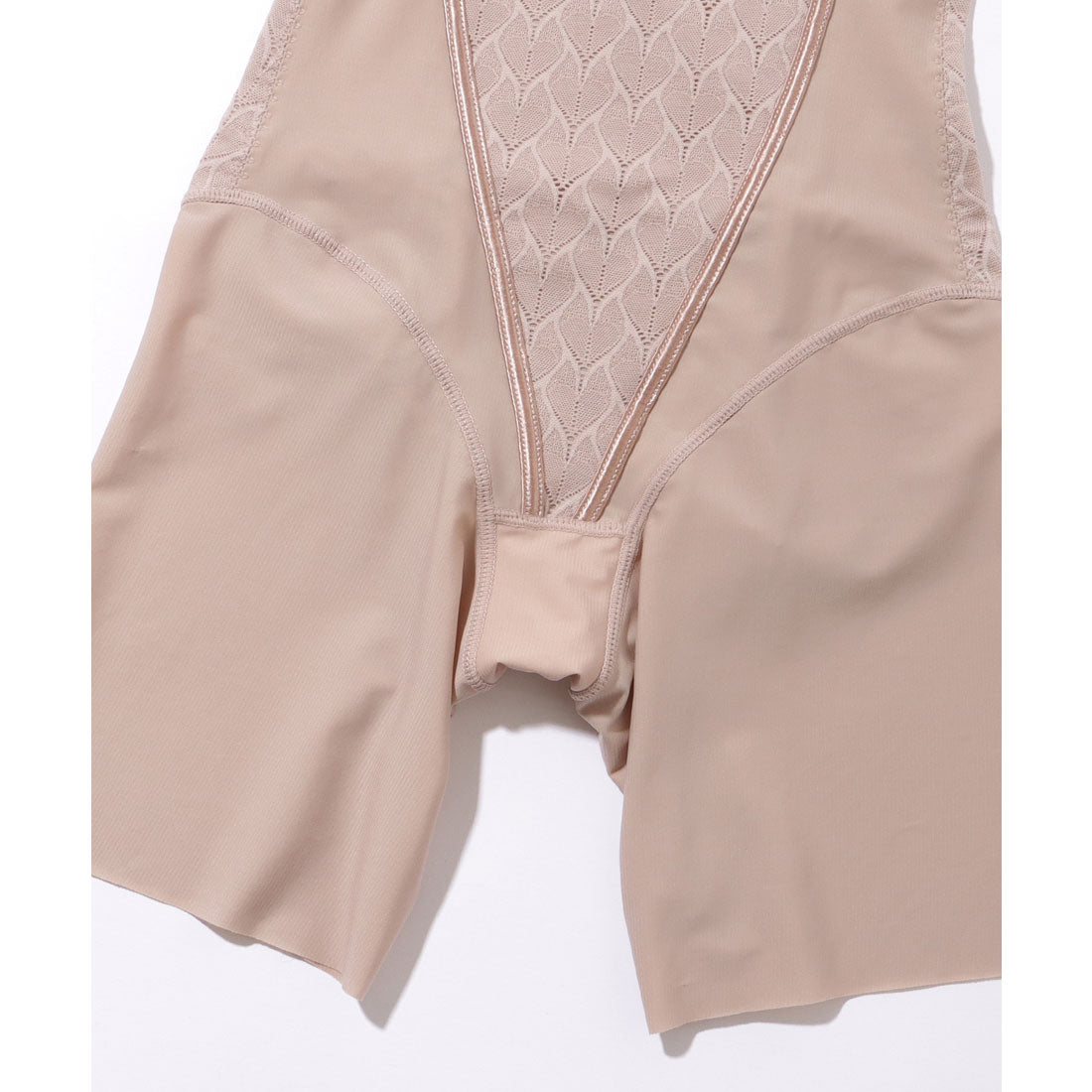 レースレディース Lace Ladies リーフ柄 ジャガード ハイウエスト 3分丈 シェイプアップ パンツ【返品不可商品】 （ブラック） ブラック