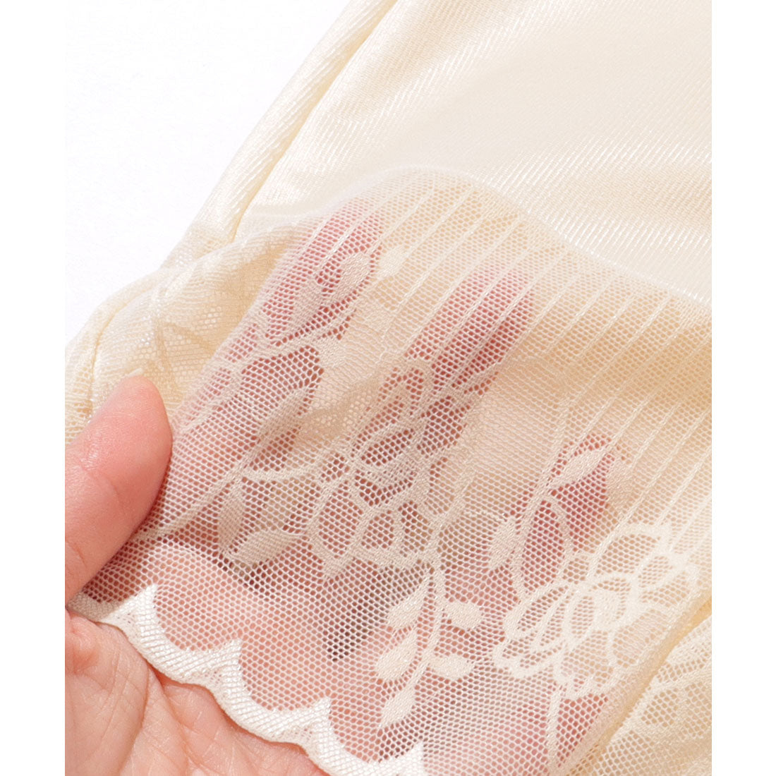 レースレディース Lace Ladies フラワー レース 3分丈 ハイウエスト ガードル【返品不可商品】 （ベージュ） ベージュ