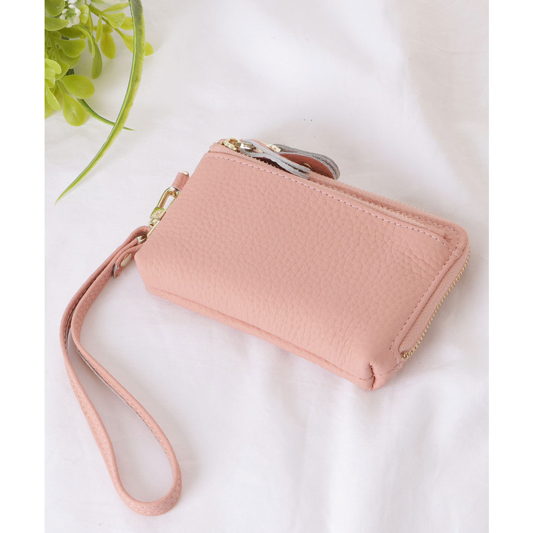レースレディース Lace Ladies ループ付き ソリッドカラー レザー コンパクト 小銭入れ （グレージュ） グレージュ