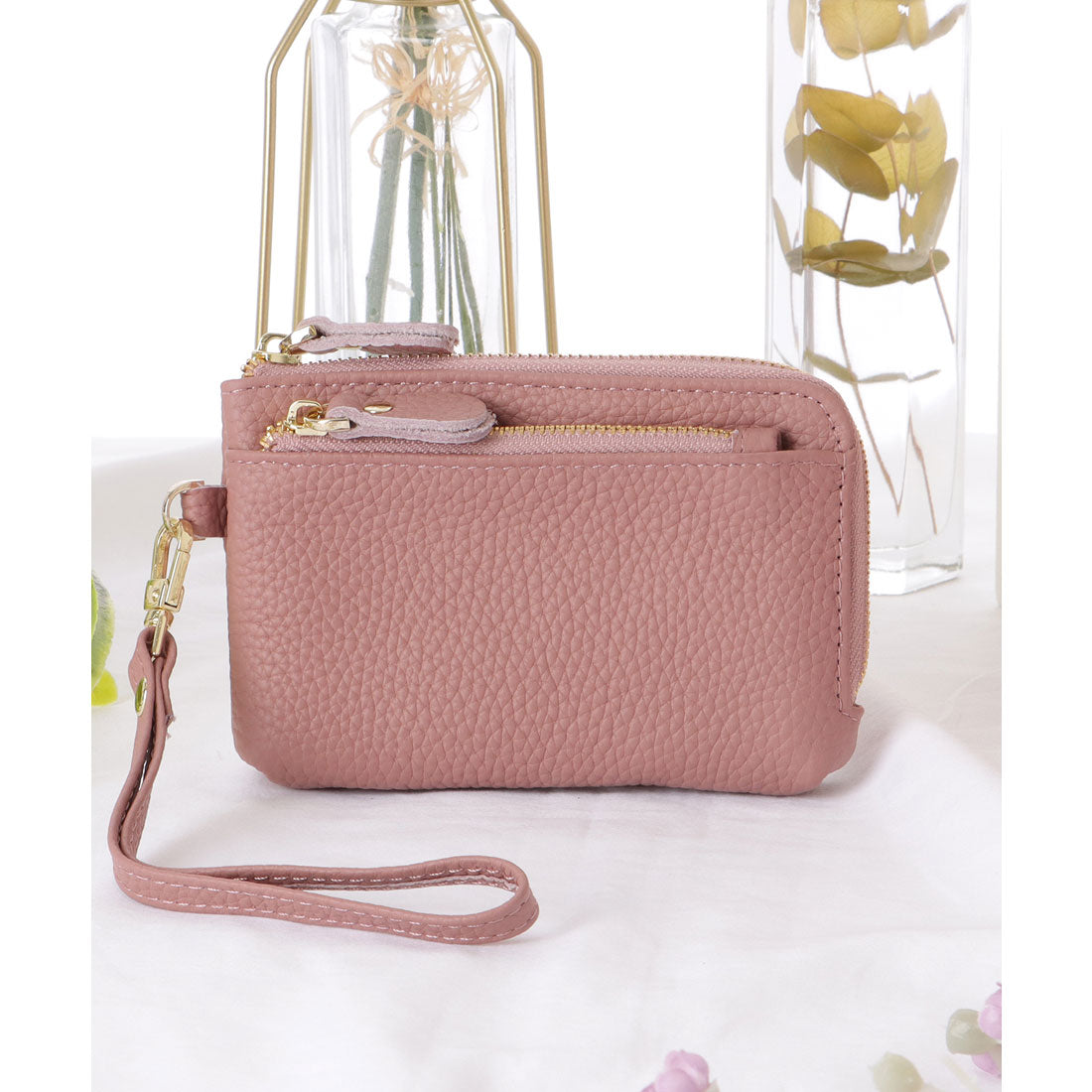 レースレディース Lace Ladies ループ付き ソリッドカラー レザー コンパクト 小銭入れ （ラベンダー） ラベンダー