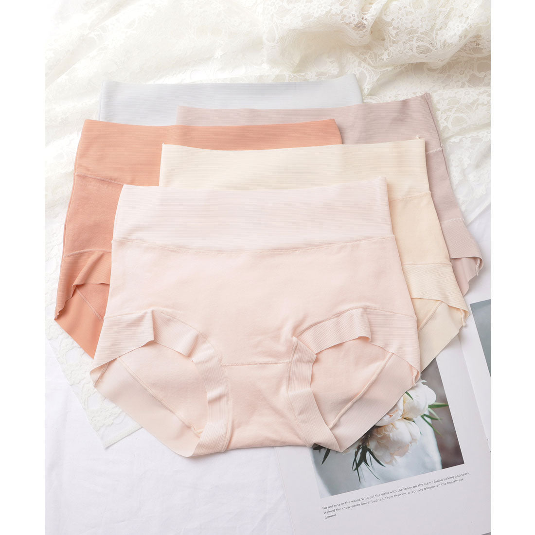 レースレディース Lace Ladies 【5枚セット】ハイウエスト ベーシック カラー ショーツ【返品不可商品】 （5枚セット） 5枚セット