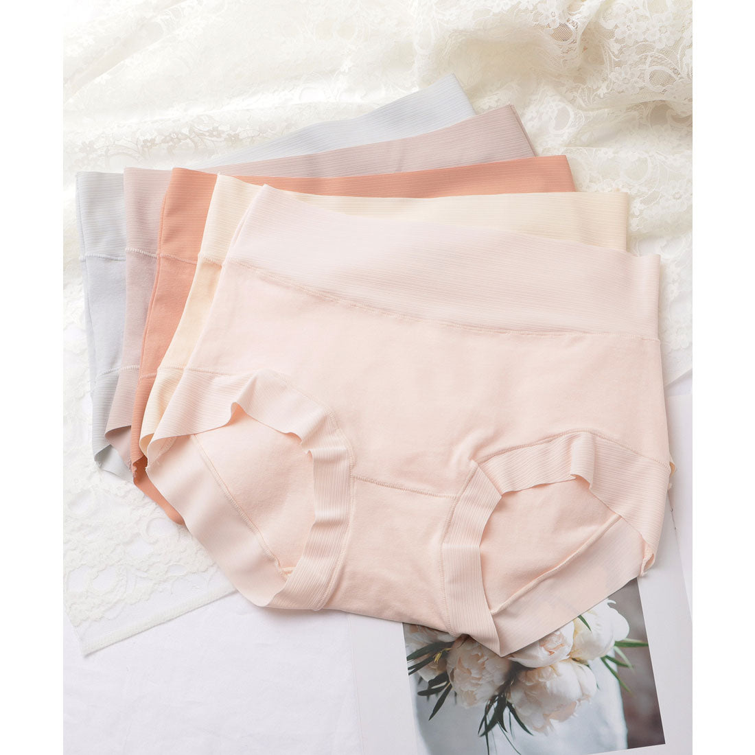 レースレディース Lace Ladies 【5枚セット】ハイウエスト ベーシック カラー ショーツ【返品不可商品】 （5枚セット） 5枚セット