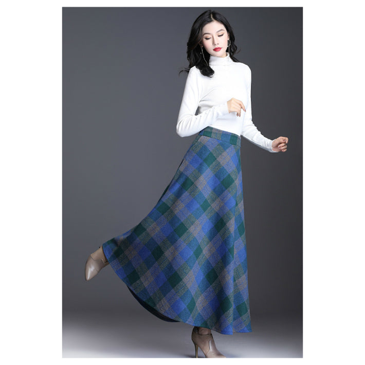 リリーオブバリー Lily of Valley フェイクウール ミモレ丈 大判 チェック柄 ロング スカート ボトムス きれいめ 暖か 上品 （BR） BR