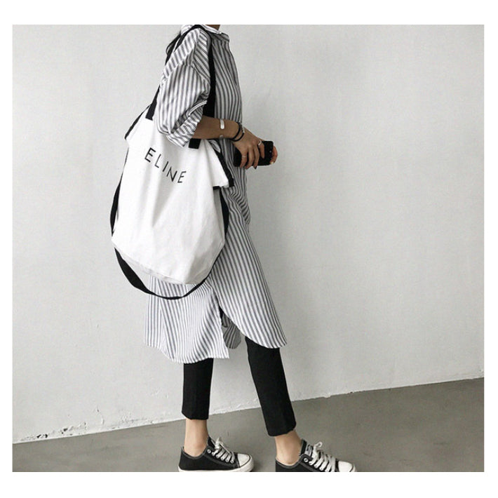 リリーオブバリー Lily of Valley ストライプ ロング シャツ ワンピース 長袖 膝下 カジュアル 上品 ゆったり きれいめ （1） 1
