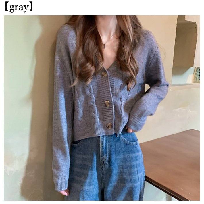 リリーオブバリー Lily of Valley 編み込み ニット カーディガン ケーブル 長袖 トップス きれいめ 上品 清楚 ショート （BK） BK