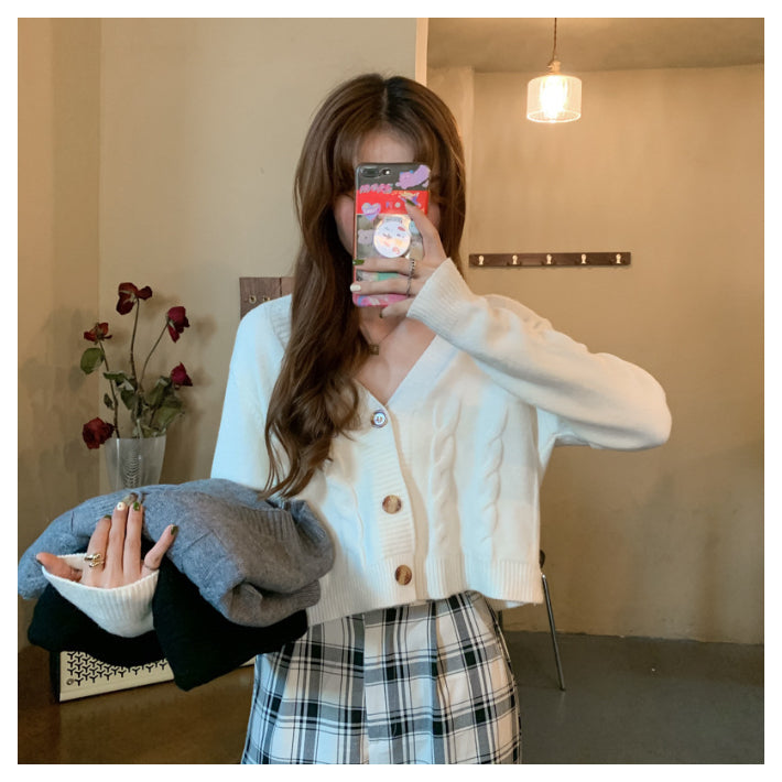 リリーオブバリー Lily of Valley 編み込み ニット カーディガン ケーブル 長袖 トップス きれいめ 上品 清楚 ショート （BK） BK