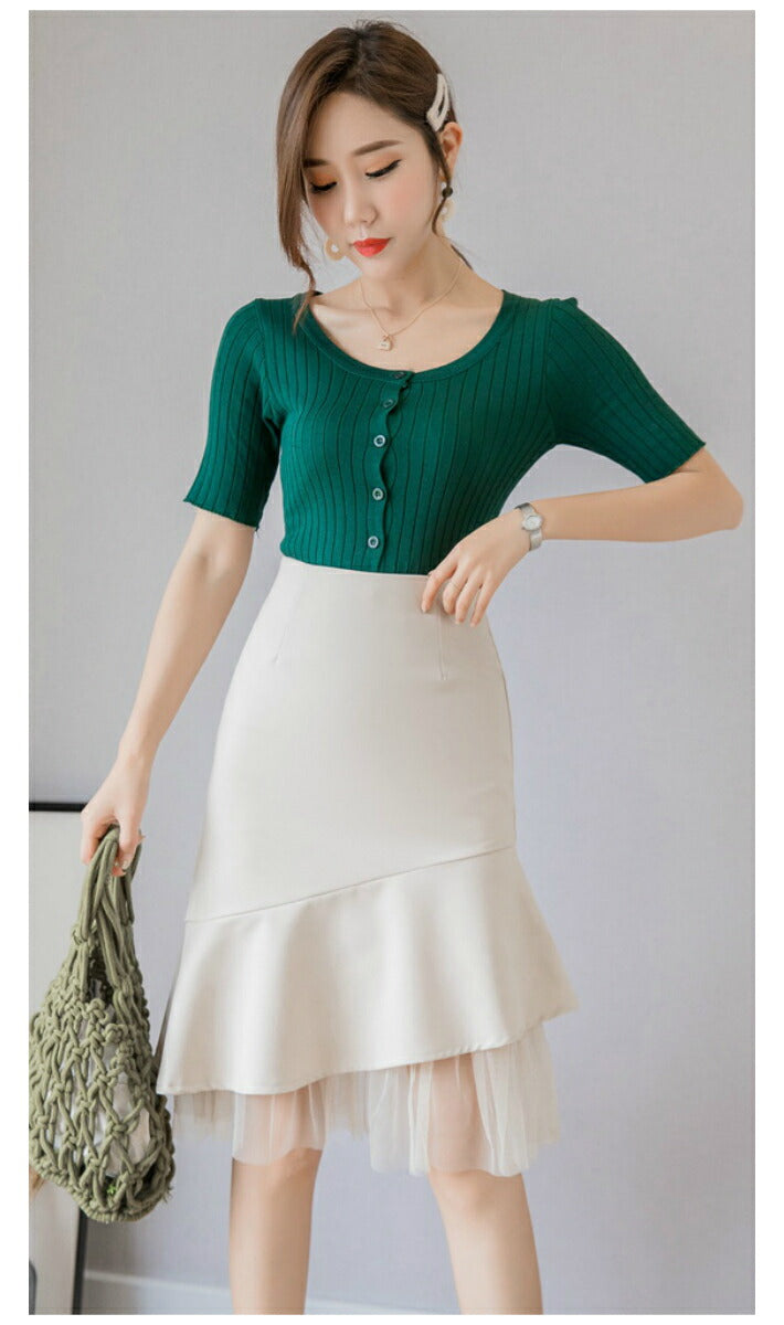 リリーオブバリー Lily of Valley チュール ドッキング マーメイド スカート パーティー オフィス カジュアル 上品 ふんわり