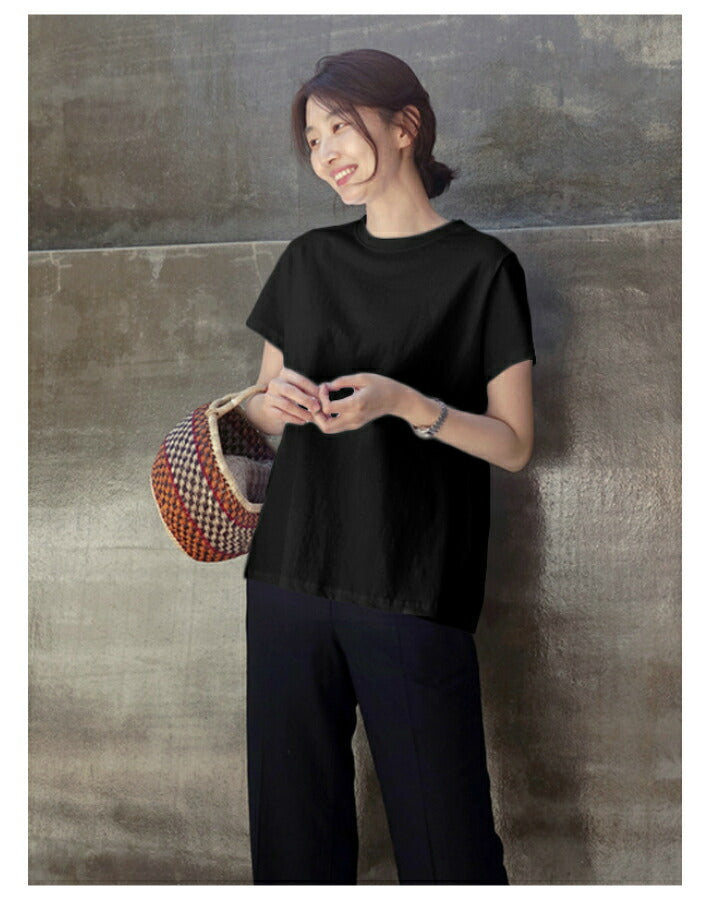 Lily of Valley Back Peplum Flare Simple T-Shirt Short Sleeve Spring Summer Fluffy Casual Cut and Sew