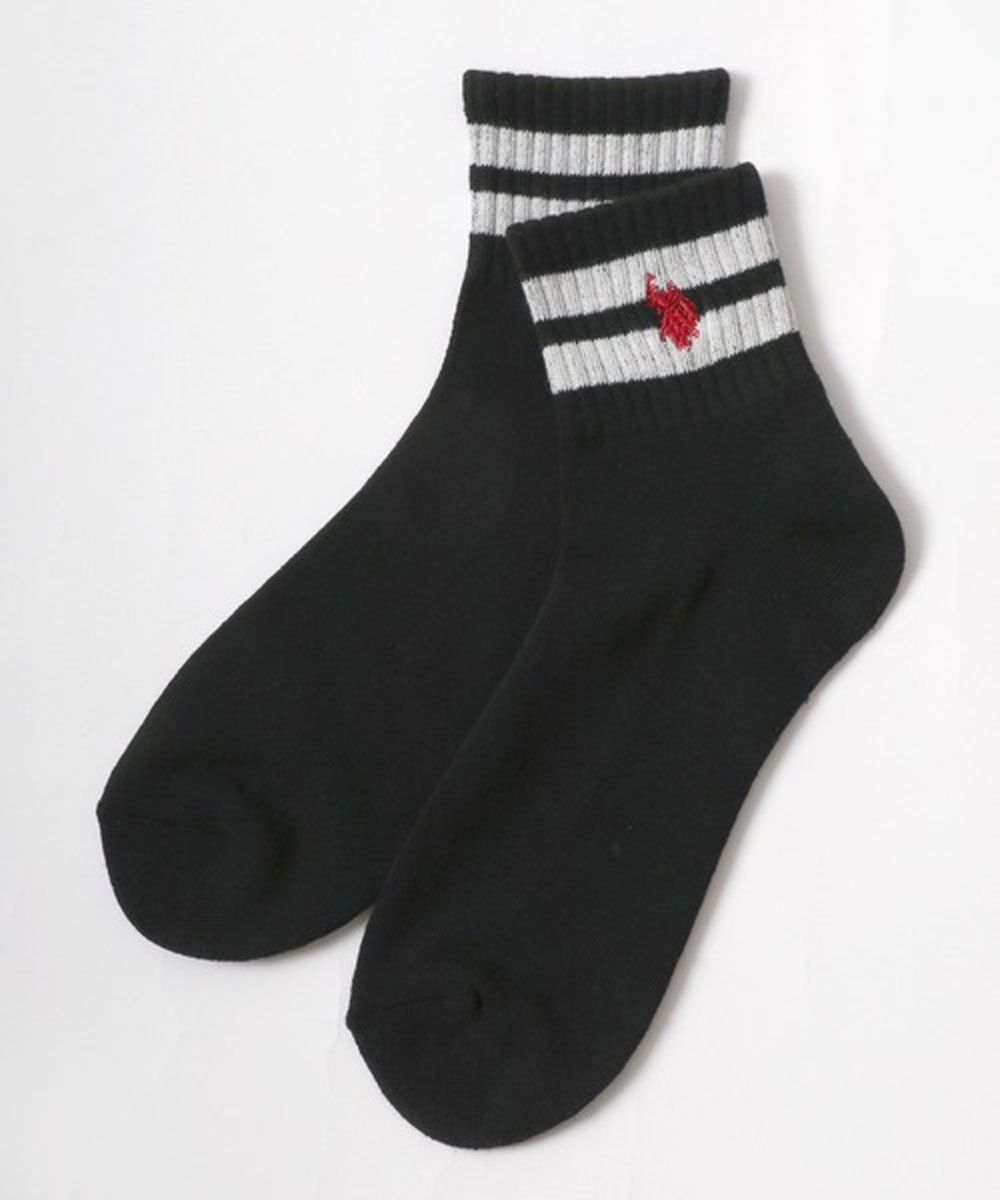 ラザル Lazar U.S.POLO ASSN/ユーエスポロアッスン 靴下 3P 無地 ライン ロゴ ワンポイント刺繍 ソックス 3足セット （ホワイト系その他2） ホワイト系その他2