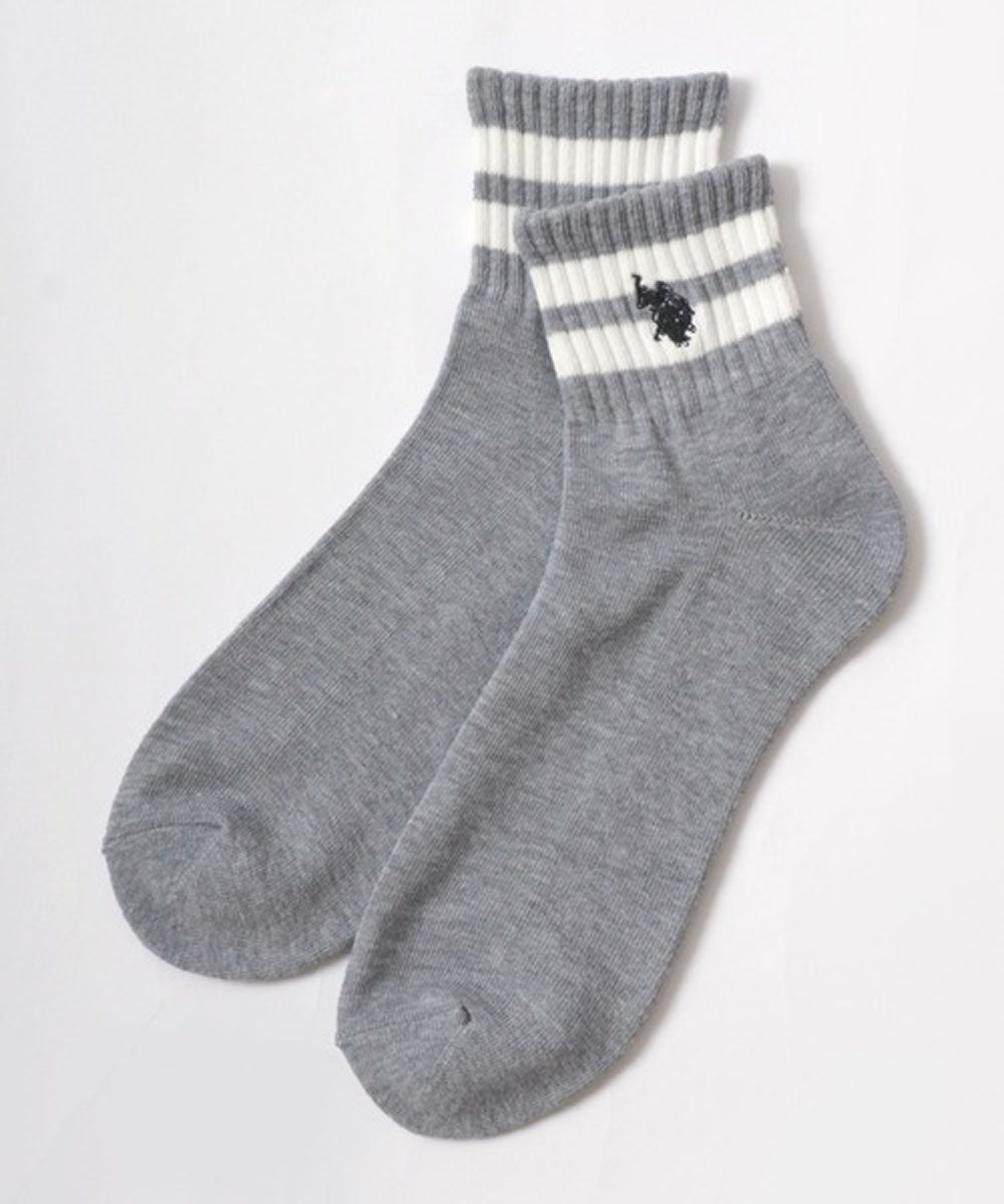 ラザル Lazar U.S.POLO ASSN/ユーエスポロアッスン 靴下 3P 無地 ライン ロゴ ワンポイント刺繍 ソックス 3足セット （ホワイト系その他2） ホワイト系その他2