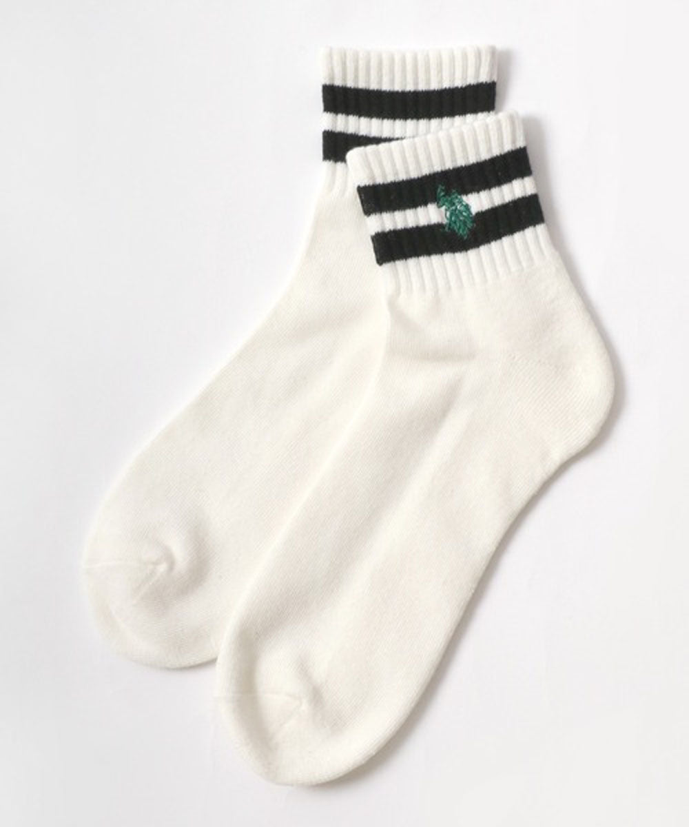 ラザル Lazar U.S.POLO ASSN/ユーエスポロアッスン 靴下 3P 無地 ライン ロゴ ワンポイント刺繍 ソックス 3足セット （ホワイト系その他2） ホワイト系その他2