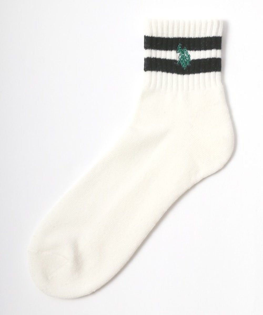 ラザル Lazar U.S.POLO ASSN/ユーエスポロアッスン 靴下 3P 無地 ライン ロゴ ワンポイント刺繍 ソックス 3足セット （ホワイト系その他2） ホワイト系その他2