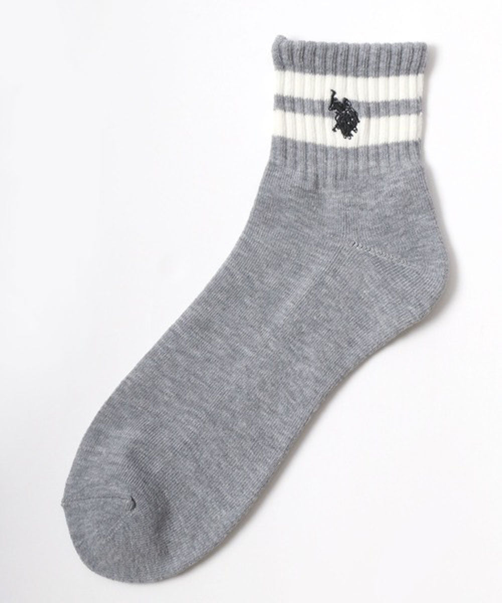 ラザル Lazar U.S.POLO ASSN/ユーエスポロアッスン 靴下 3P 無地 ライン ロゴ ワンポイント刺繍 ソックス 3足セット （ホワイト系その他2） ホワイト系その他2