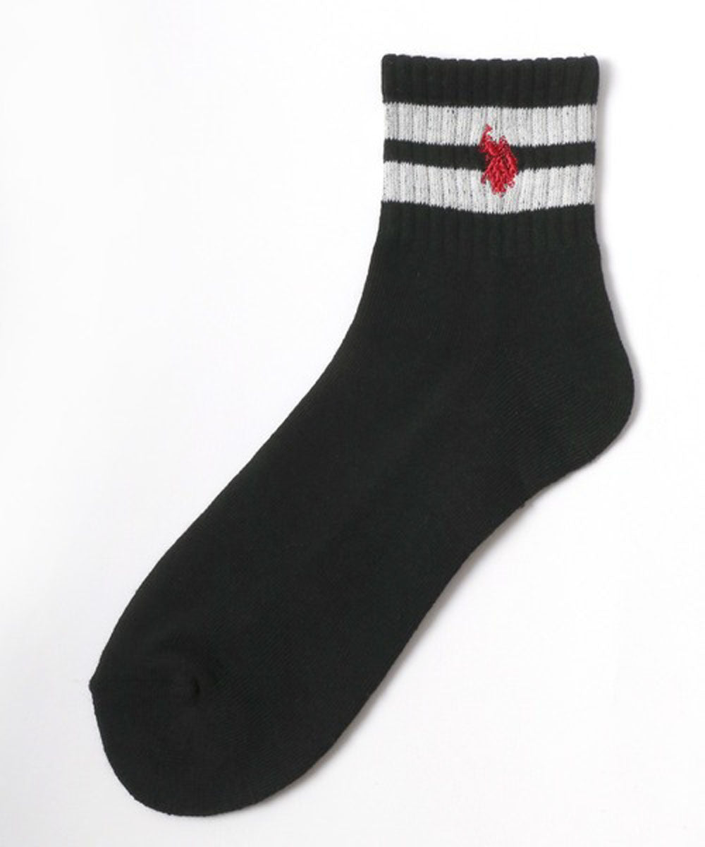 ラザル Lazar U.S.POLO ASSN/ユーエスポロアッスン 靴下 3P 無地 ライン ロゴ ワンポイント刺繍 ソックス 3足セット （ホワイト系その他2） ホワイト系その他2