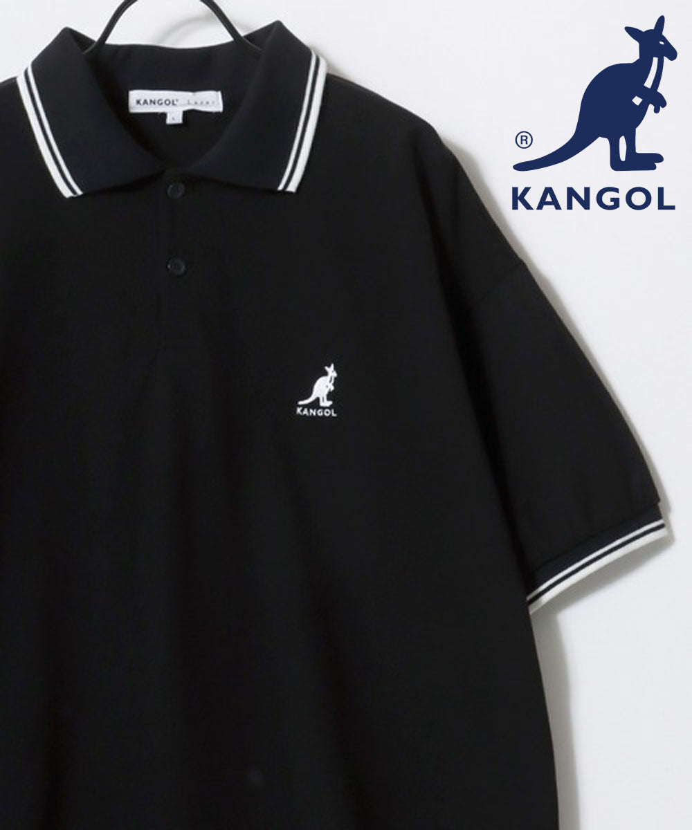 ラザル Lazar KANGOL/カンゴール Lazar別注・コラボ オーバーサイズ カノコ 無地 襟ライン 半袖ポロシャツ レディース メンズ （ブラック×ホワイト） ブラック×ホワイト