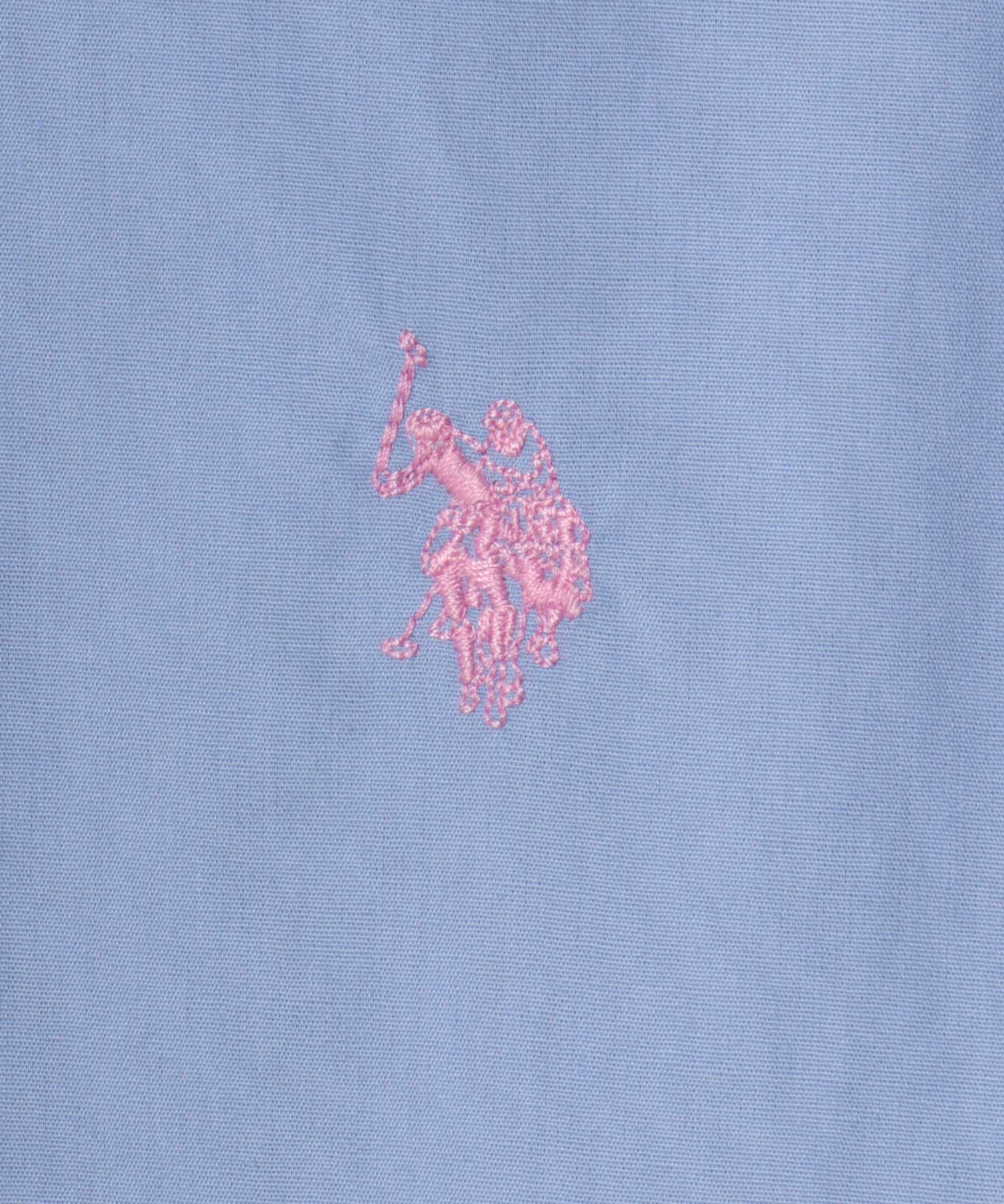 U.S. POLO ASSN./ユーエスポロアッスン オーバーサイズ ブロード デニム 無地 チェック ロゴ ワンポイント刺繍 レギュラーカラーシャツ/長袖シャツ メンズ USPA ブラック