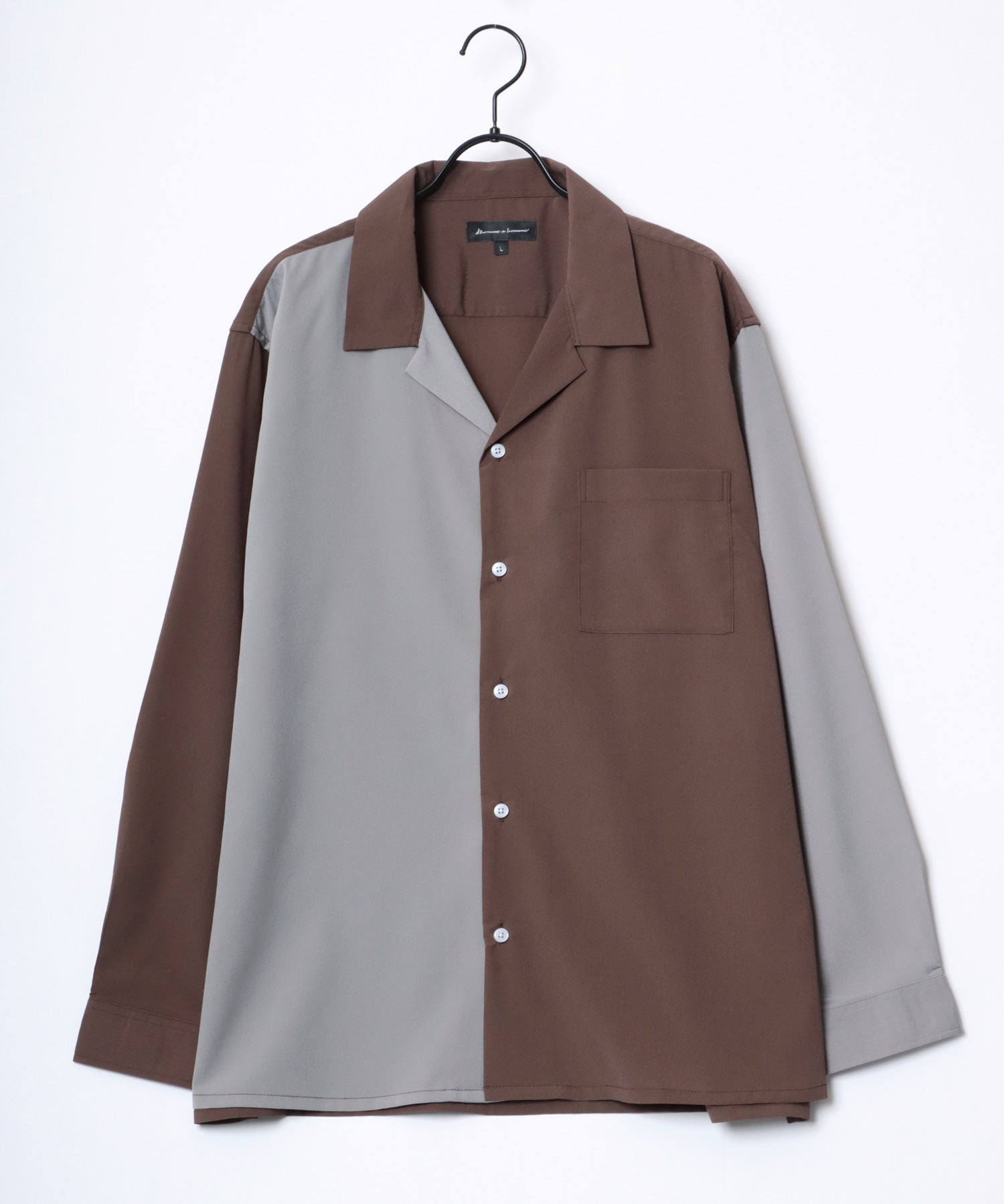 ラザル Lazar 【Lazar】オーバーサイズ ドレープ オープンカラーシャツ/無地/総柄/ストライプ/クレイジーパターン メンズ 長袖 シャツ