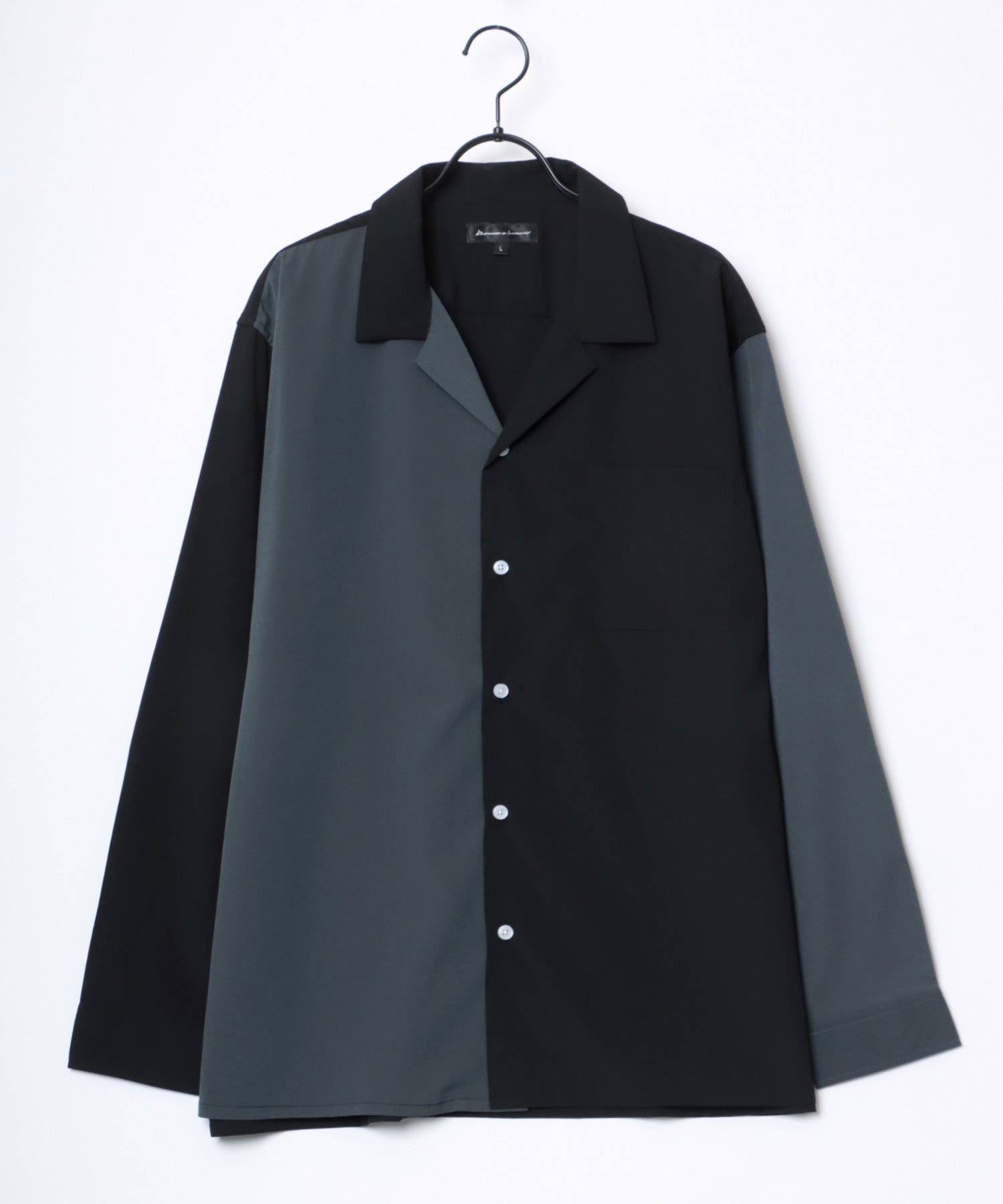 ラザル Lazar 【Lazar】オーバーサイズ ドレープ オープンカラーシャツ/無地/総柄/ストライプ/クレイジーパターン メンズ 長袖 シャツ