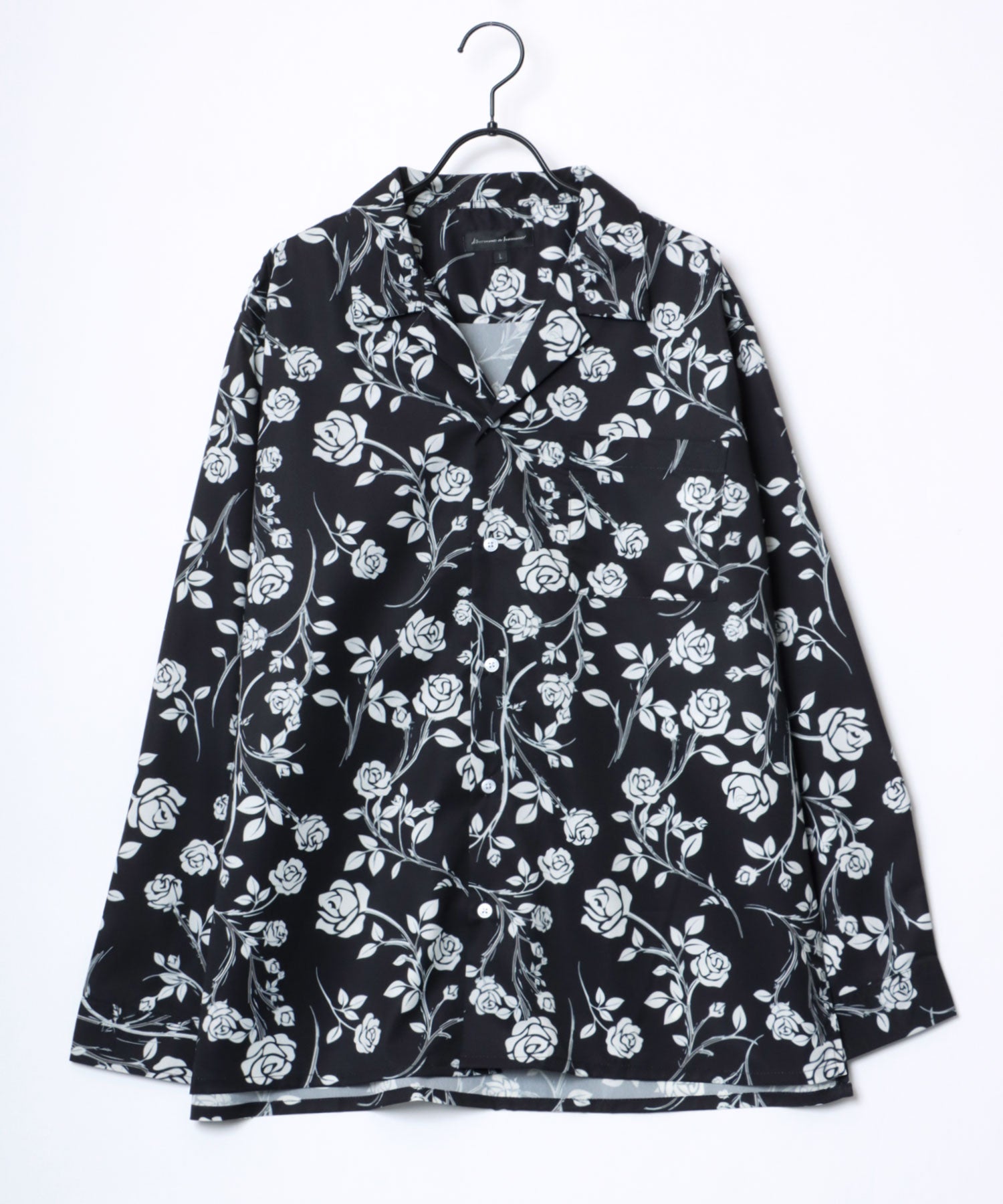 ラザル Lazar 【Lazar】オーバーサイズ ドレープ オープンカラーシャツ/無地/総柄/ストライプ/クレイジーパターン メンズ 長袖 シャツ