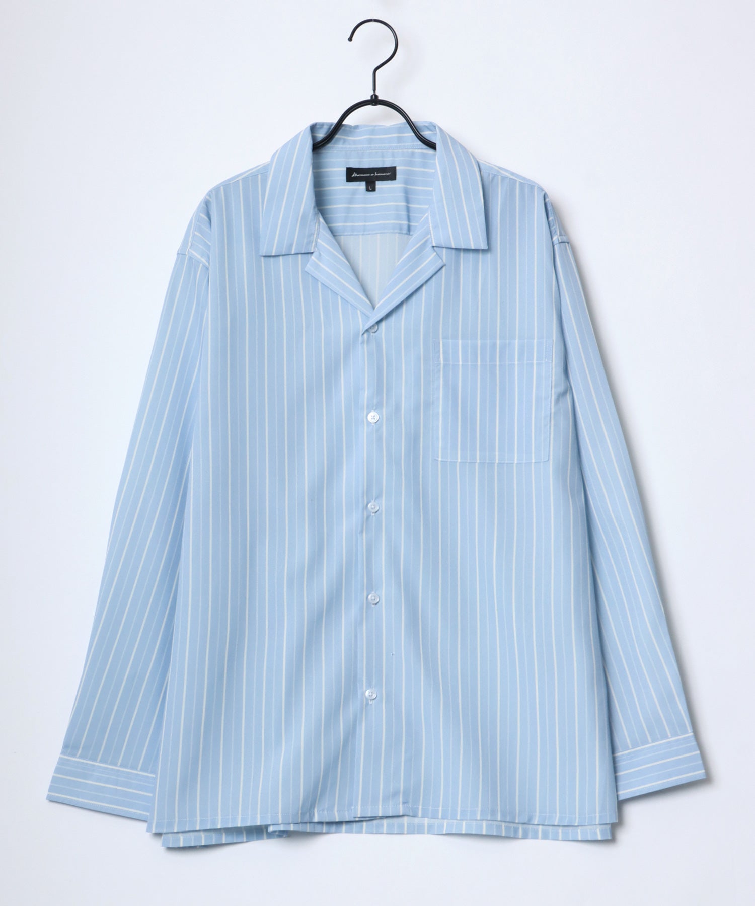 ラザル Lazar 【Lazar】オーバーサイズ ドレープ オープンカラーシャツ/無地/総柄/ストライプ/クレイジーパターン メンズ 長袖 シャツ