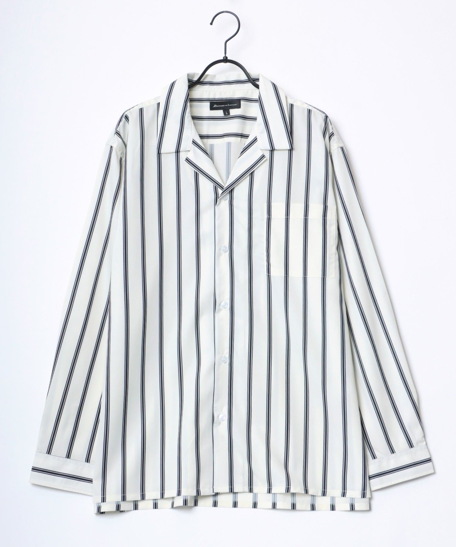 ラザル Lazar 【Lazar】オーバーサイズ ドレープ オープンカラーシャツ/無地/総柄/ストライプ/クレイジーパターン メンズ 長袖 シャツ