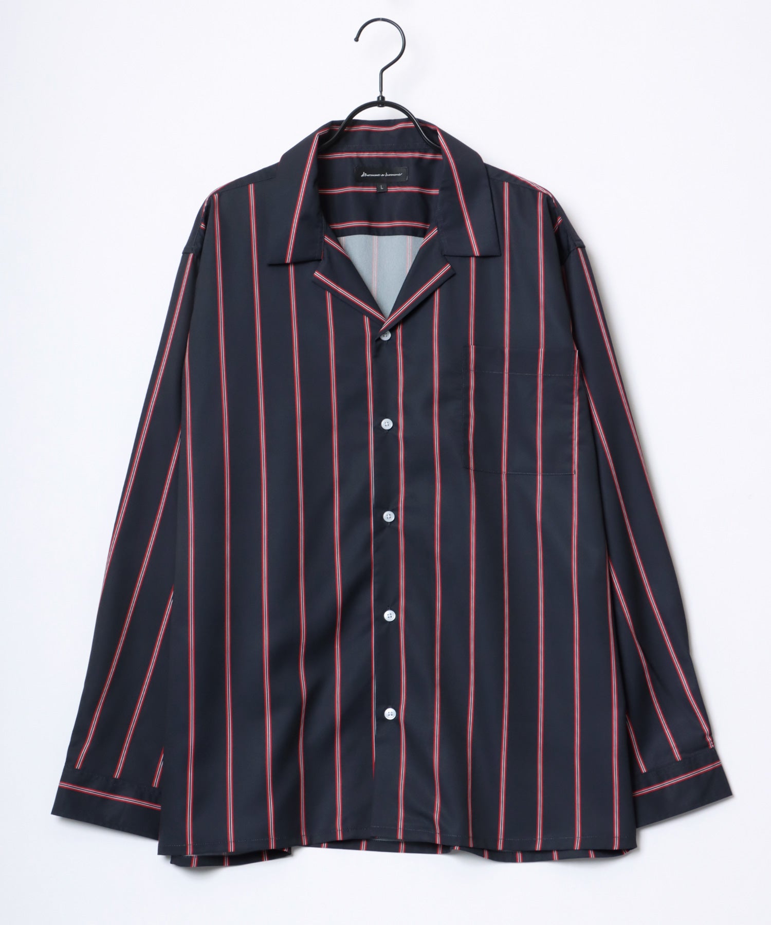 ラザル Lazar 【Lazar】オーバーサイズ ドレープ オープンカラーシャツ/無地/総柄/ストライプ/クレイジーパターン メンズ 長袖 シャツ