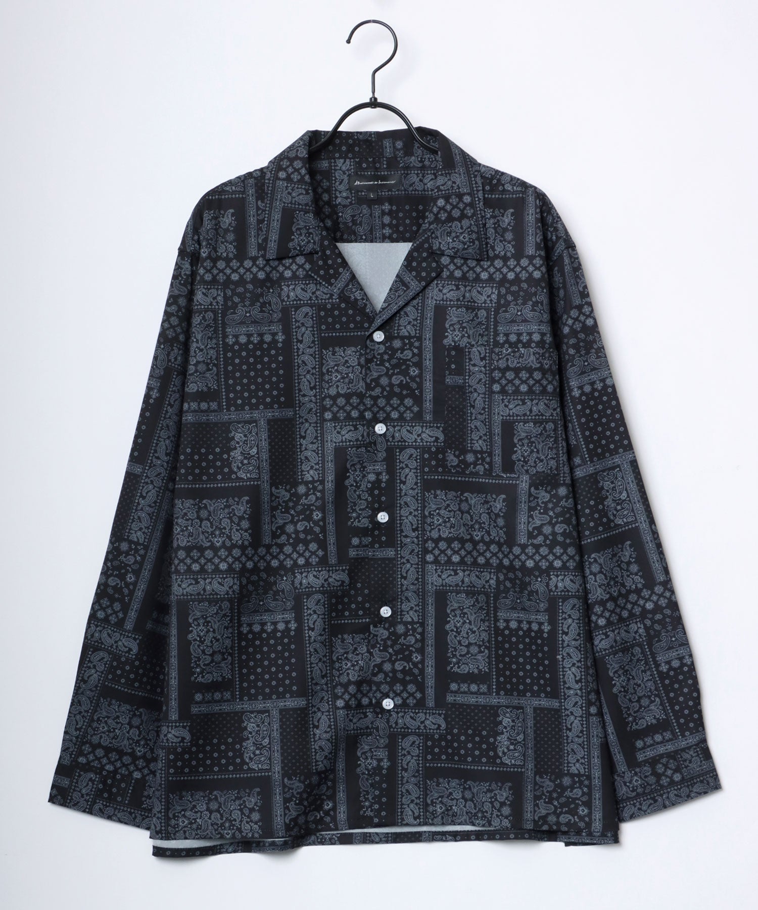 ラザル Lazar 【Lazar】オーバーサイズ ドレープ オープンカラーシャツ/無地/総柄/ストライプ/クレイジーパターン メンズ 長袖 シャツ