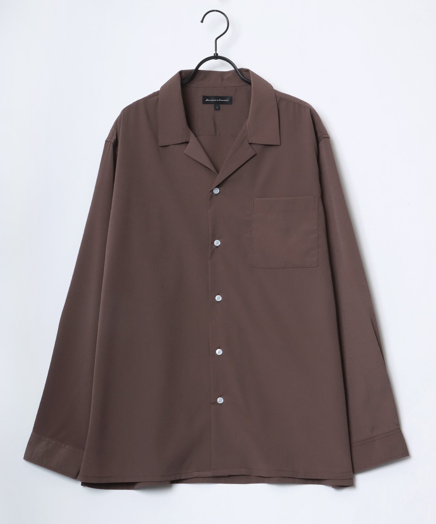 ラザル Lazar 【Lazar】オーバーサイズ ドレープ オープンカラーシャツ/無地/総柄/ストライプ/クレイジーパターン メンズ 長袖 シャツ