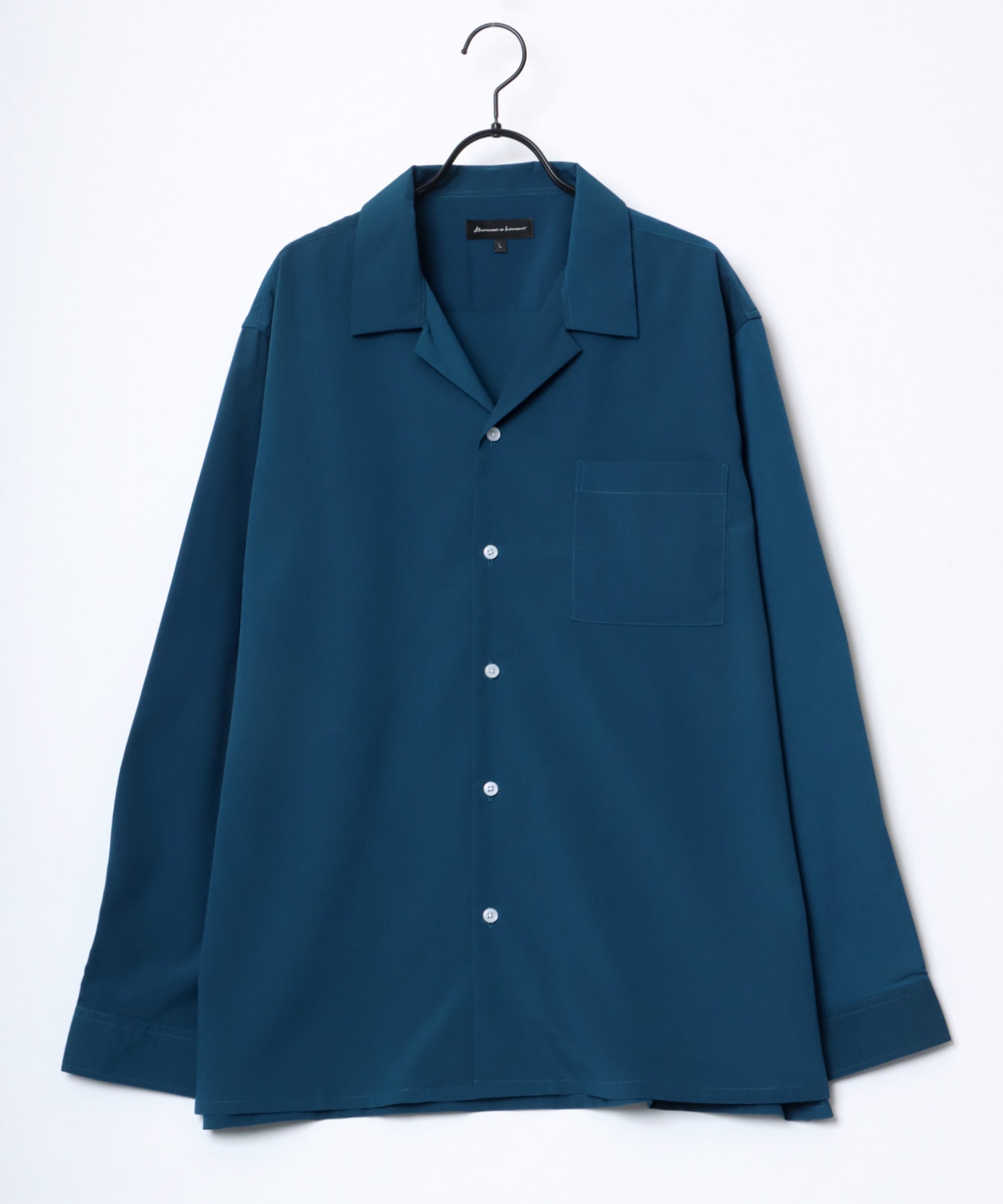 ラザル Lazar 【Lazar】オーバーサイズ ドレープ オープンカラーシャツ/無地/総柄/ストライプ/クレイジーパターン メンズ 長袖 シャツ