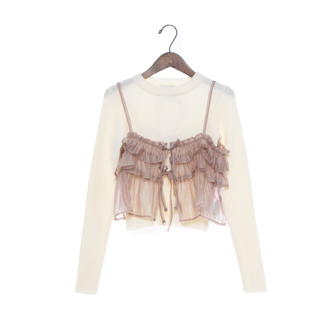 ラブトキシック Lovetoxic キャミ付リブニットSET,ピンク