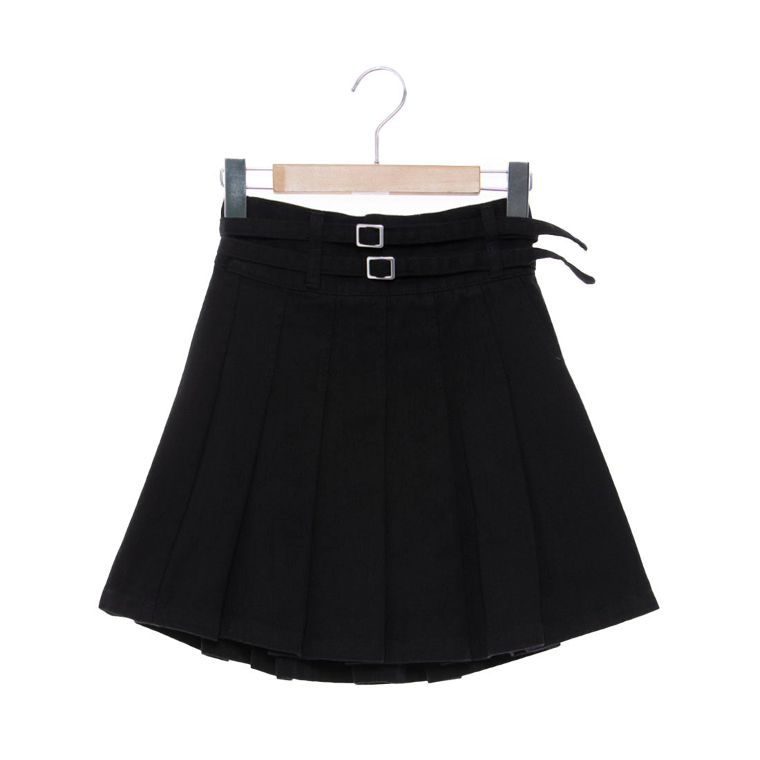 Lovetoxic 【LTXC】 Double Belt Denim Pleated Skirt