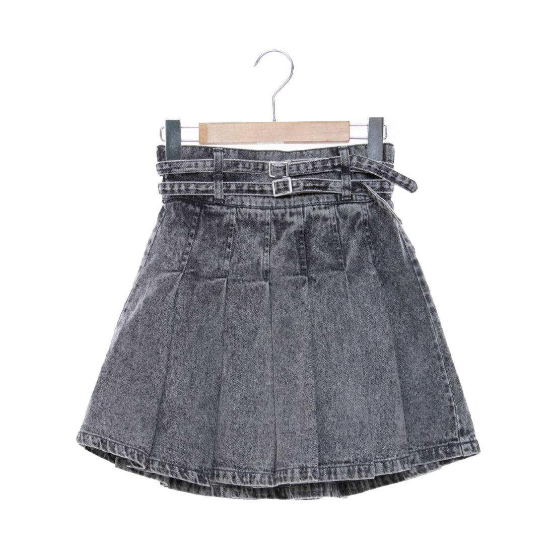 Lovetoxic 【LTXC】 Double Belt Denim Pleated Skirt