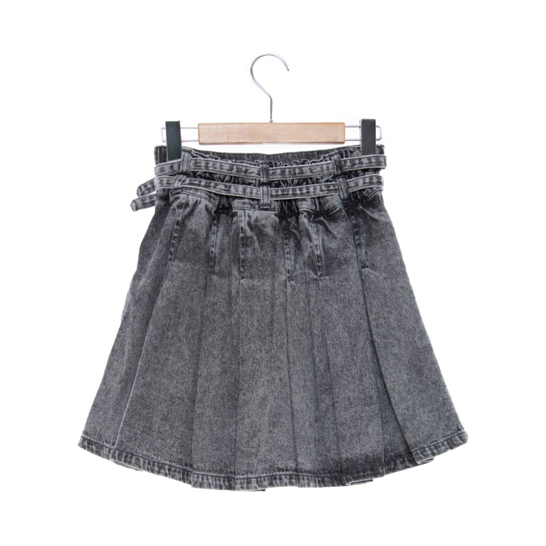 Lovetoxic 【LTXC】 Double Belt Denim Pleated Skirt